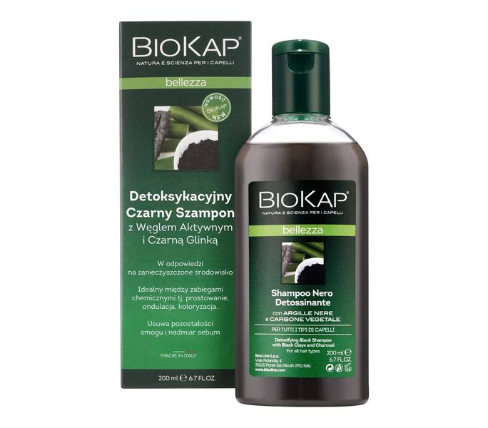 Детоксицирующий черный шампунь для глубокой очистки волос Biokap Bellezza Detoxifying Black Shampoo 200ml bio017 фото