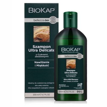 Натуральный ультрамягкий шампунь для волос Biokap Bellezza bio Ultra Mild Shampoo 200 ml bio011 фото